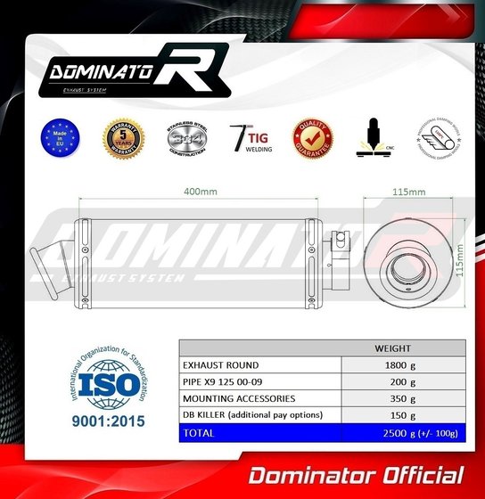 X9 125 (2000 - 2009) exhaust silencer round | Dominator