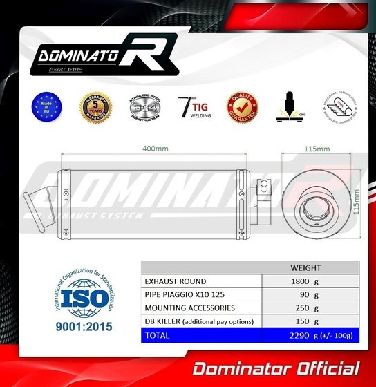 X10 125 (2012 - 2016) exhaust silencer round | Dominator