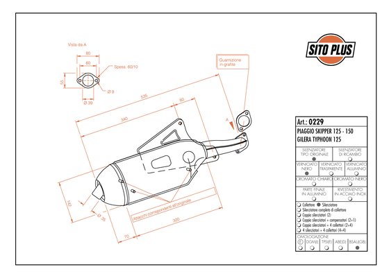 150 SKIPPER LX/ST (1993 - 2004) sitoplus išmetimo sistema | SITO