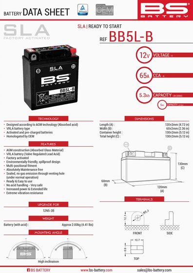 TPH 80 (1996 - 1998) bb5l-b sla battery | BS BATTERY